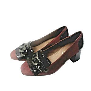 Womens GIKO Spain Suede/Patent Leather Block Heel 1930s inspired High Quality